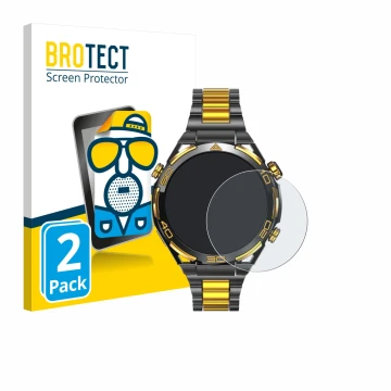 Front side of a product packaging with the brand logo BROTECT. Next to it is the device Blackview W90 Pro shown with the corre