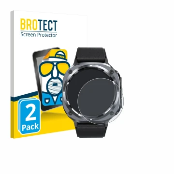 Front side of a product packaging with the brand logo BROTECT. Next to it is the device TIMU S90+ 1.48