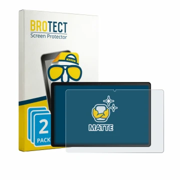 Front side of a product packaging with the brand logo BROTECT. Next to it is the device Whitedeer WHTG1301 10.1