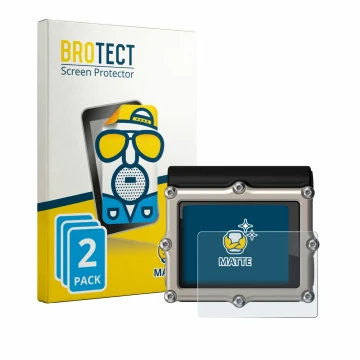 Front side of a product packaging with the brand logo BROTECT. Next to it is the device Shearwater Petrel 3 dive computer show
