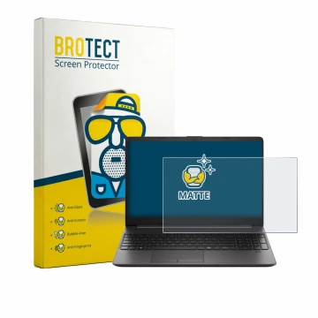Front side of a product packaging with the brand logo BROTECT. Next to it is the device HP EliteBook 250RT G9 shown with the c