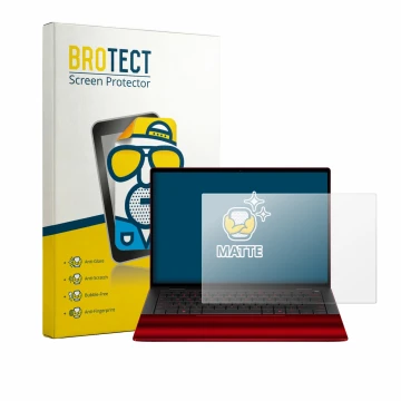 Front side of a product packaging with the brand logo BROTECT. Next to it is the device HP Scuderia Ferrari Notebook shown wit