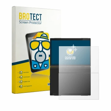 Front side of a product packaging with the brand logo BROTECT. Next to it is the device Uperfect Delta Pro Touch shown with th