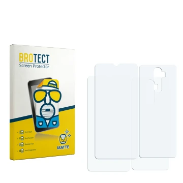Front side of a product packaging with the brand logo BROTECT. Next to it is the corresponding screen protector.
