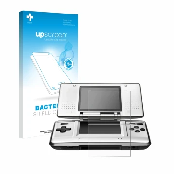 Front side of a product packaging with the brand logo upscreen. Next to it is the device Nintendo DS shown with the correspond
