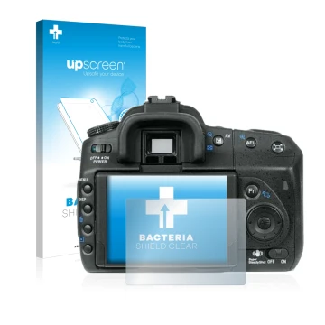 Front side of a product packaging with the brand logo upscreen. Next to it is the device Sony Alpha 350 (DSLR-A350) shown with