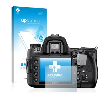Front side of a product packaging with the brand logo upscreen. Next to it is the device Sony Alpha 850 (DSLR-A850) shown with