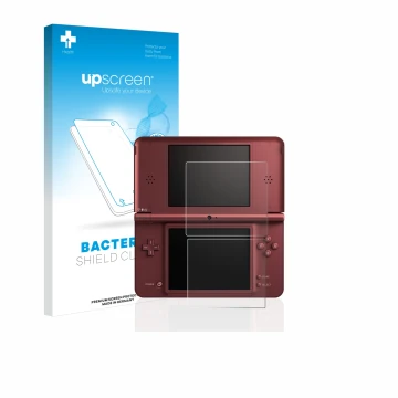 Front side of a product packaging with the brand logo upscreen. Next to it is the device Nintendo DSi XL shown with the corres
