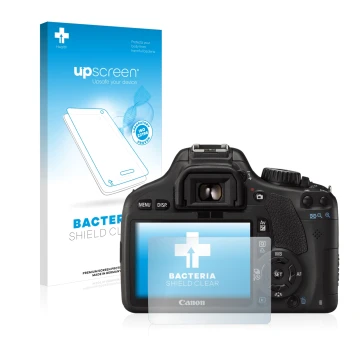 Front side of a product packaging with the brand logo upscreen. Next to it is the device Canon EOS 550D shown with the corresp