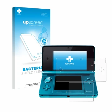 Front side of a product packaging with the brand logo upscreen. Next to it is the device Nintendo 3DS shown with the correspon