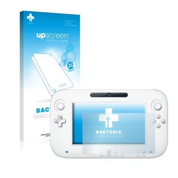 Front side of a product packaging with the brand logo upscreen. Next to it is the device Nintendo Wii U GamePad (Controller) s