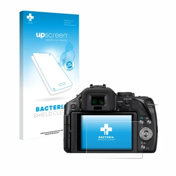 Front side of a product packaging with the brand logo upscreen. Next to it is the device Panasonic Lumix DMC-G5 shown with the