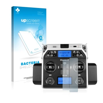 Front side of a product packaging with the brand logo upscreen. Next to it is the device Graupner MC-20 HoTT shown with the co