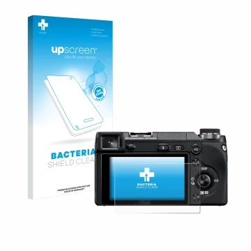Front side of a product packaging with the brand logo upscreen. Next to it is the device Sony Alpha NEX-6 shown with the corre