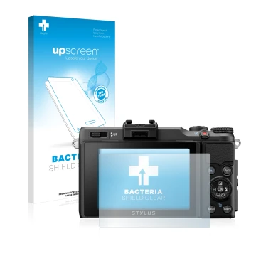 Front side of a product packaging with the brand logo upscreen. Next to it is the device Olympus Stylus XZ-2 shown with the co