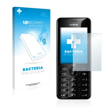 Front side of a product packaging with the brand logo upscreen. Next to it is the device Nokia 206 Dual SIM shown with the cor