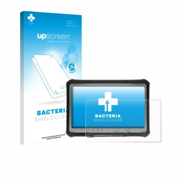 Front side of a product packaging with the brand logo upscreen. Next to it is the device Panasonic Toughbook CF-D1 shown with 