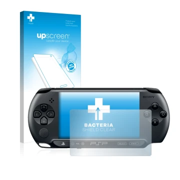 Front side of a product packaging with the brand logo upscreen. Next to it is the device Sony PSP 1004 shown with the correspo