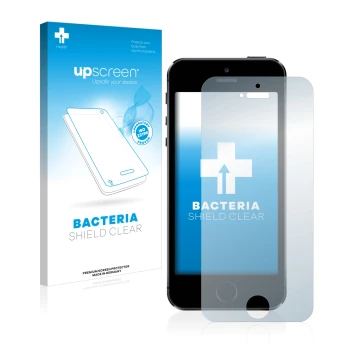 Front side of a product packaging with the brand logo upscreen. Next to it is the device Apple iPhone 5S shown with the corres