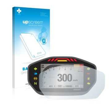 Front side of a product packaging with the brand logo upscreen. Next to it is the device Ducati Monster 1200 Colour-TFT-Displa