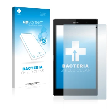 Front side of a product packaging with the brand logo upscreen. Next to it is the device Sony Xperia Z3 Tablet Compact SGP611,