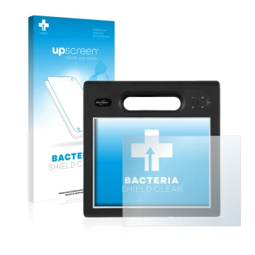 Front side of a product packaging with the brand logo upscreen. Next to it is the device Motion Computing F5t shown with the c