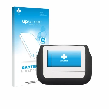 Front side of a product packaging with the brand logo upscreen. Next to it is the device Signotec Signature Pad Sigma shown wi