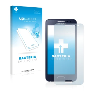 Front side of a product packaging with the brand logo upscreen. Next to it is the device Samsung Galaxy A3 2015 shown with the