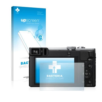 Front side of a product packaging with the brand logo upscreen. Next to it is the device Panasonic Lumix DMC-TZ70 shown with t