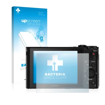 Front side of a product packaging with the brand logo upscreen. Next to it is the device Sony Cyber-Shot DSC-WX500 shown with 