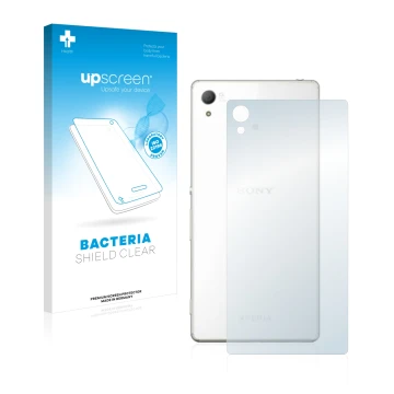 Front side of a product packaging with the brand logo upscreen. Next to it is the device Sony Xperia Z4 (Back) shown with the 