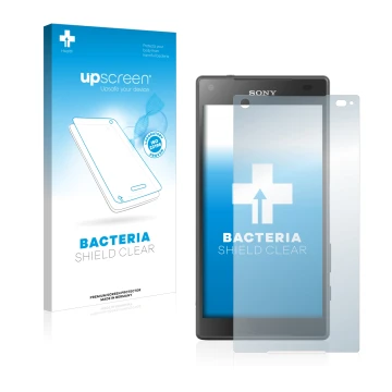 Front side of a product packaging with the brand logo upscreen. Next to it is the device Sony Xperia Z5 Compact shown with the