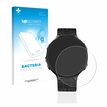 Front side of a product packaging with the brand logo upscreen. Next to it is the device Garmin Forerunner 235 shown with the 