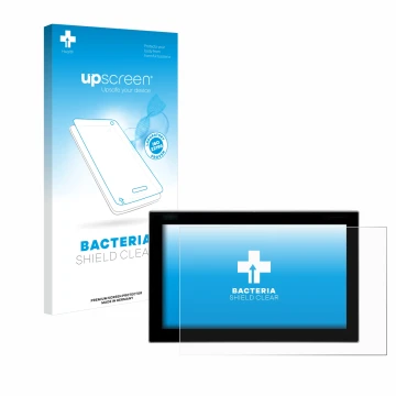 Front side of a product packaging with the brand logo upscreen. Next to it is the device Siemens Simatic Flat Panel 12