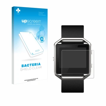 Front side of a product packaging with the brand logo upscreen. Next to it is the device Fitbit Blaze shown with the correspon