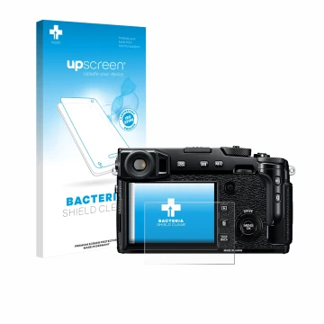 Front side of a product packaging with the brand logo upscreen. Next to it is the device Fujifilm X-Pro2 shown with the corres