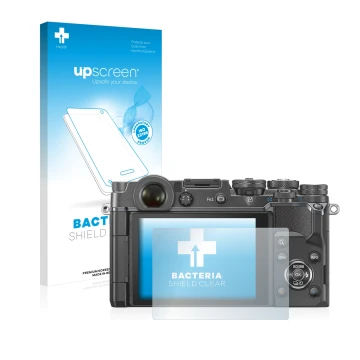 Front side of a product packaging with the brand logo upscreen. Next to it is the device Olympus PEN-F shown with the correspo