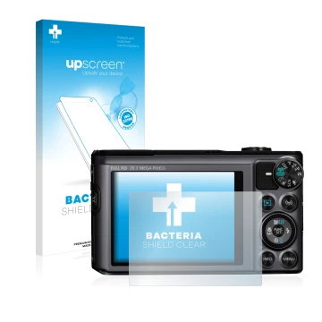Front side of a product packaging with the brand logo upscreen. Next to it is the device Canon PowerShot SX720 HS shown with t