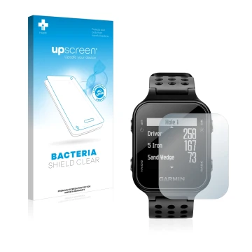 Front side of a product packaging with the brand logo upscreen. Next to it is the device Garmin Approach S20 shown with the co
