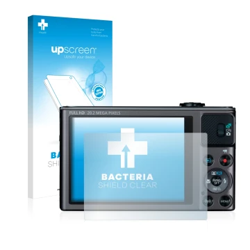 Front side of a product packaging with the brand logo upscreen. Next to it is the device Canon PowerShot SX620 HS shown with t