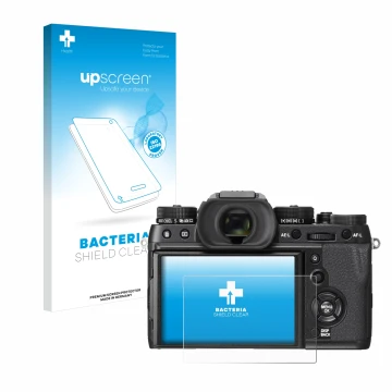 Front side of a product packaging with the brand logo upscreen. Next to it is the device Fujifilm X-T2 shown with the correspo