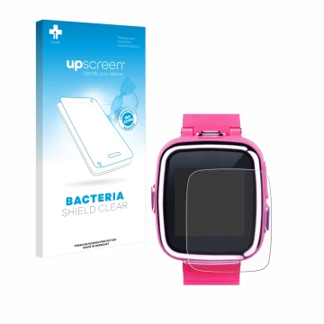 Front side of a product packaging with the brand logo upscreen. Next to it is the device Vtech Kidizoom Smart Watch 2 shown wi