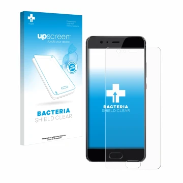 Front side of a product packaging with the brand logo upscreen. Next to it is the device Huawei P10 Plus shown with the corres