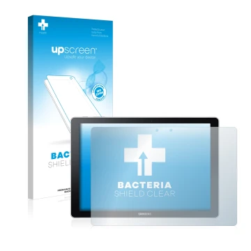 Front side of a product packaging with the brand logo upscreen. Next to it is the device Samsung Galaxy Book 12 shown with the