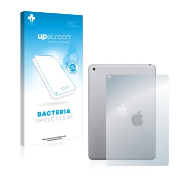 Front side of a product packaging with the brand logo upscreen. Next to it is the device Apple iPad 9.7