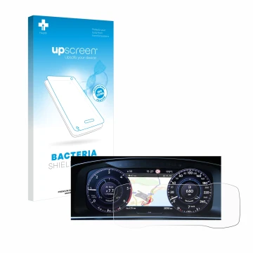 Front side of a product packaging with the brand logo upscreen. Next to it is the device Volkswagen Golf 7 Active Info Chockpi