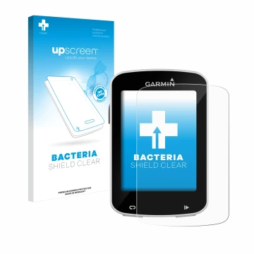 Front side of a product packaging with the brand logo upscreen. Next to it is the device Garmin Edge Explore 820 shown with th