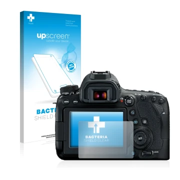 Front side of a product packaging with the brand logo upscreen. Next to it is the device Canon EOS 6D Mark II shown with the c