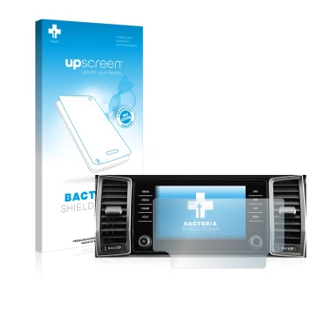 Front side of a product packaging with the brand logo upscreen. Next to it is the device Skoda Amundsen Kodiaq 2017-2018 Infot