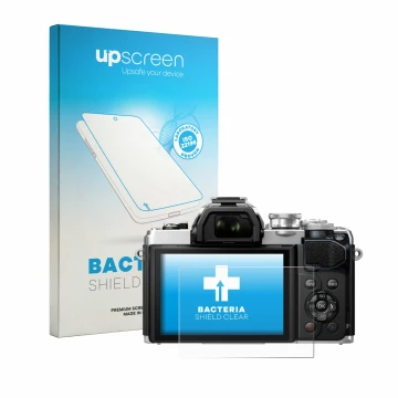 Front side of a product packaging with the brand logo upscreen. Next to it is the device Olympus OM-D E-M10 Mark III shown wit